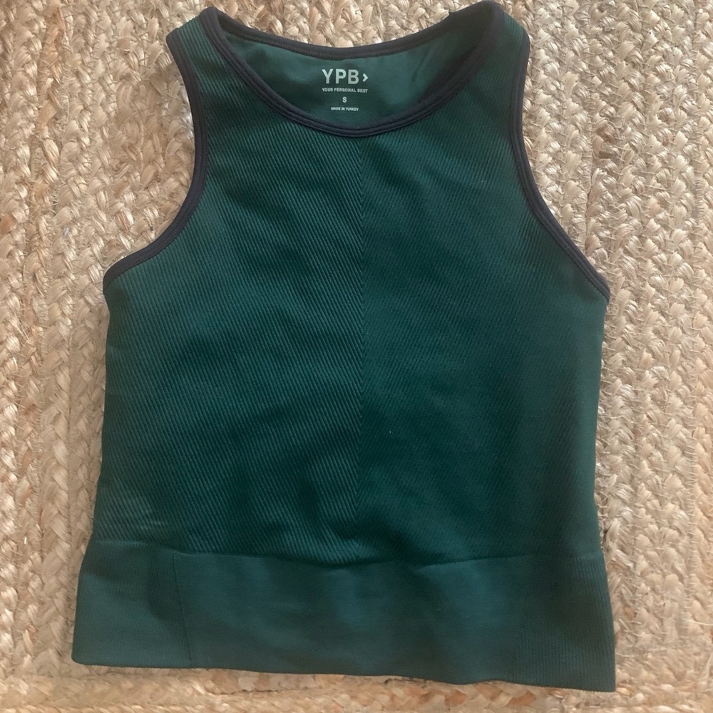 Abercrombie & Fitch YPB  Forest Green Ribbed Tank with Black Trim
